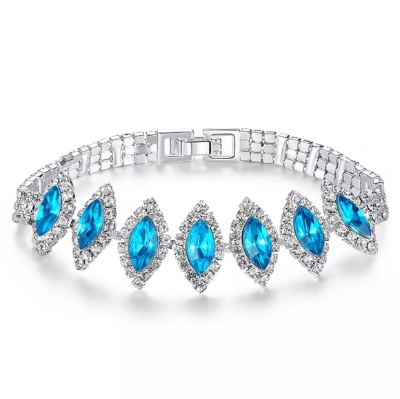 New beiver acid blue Crystal charm tennis bracelet - Picture 2 of 4